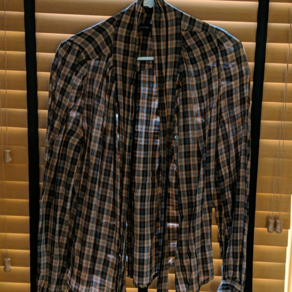 FCUK black orange plaid top